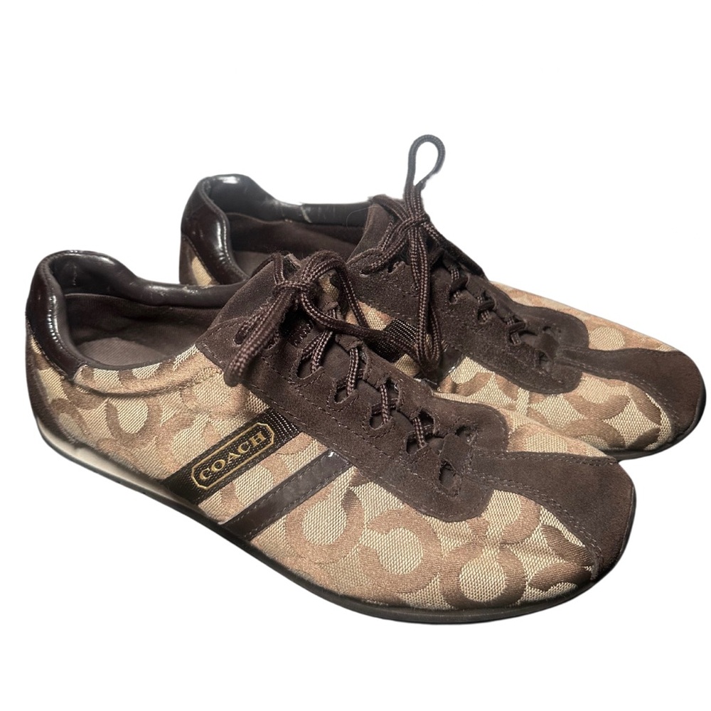 Coach Katelyn Signature Sneakers Brown & Bronze Low Top Sz 9.5‎